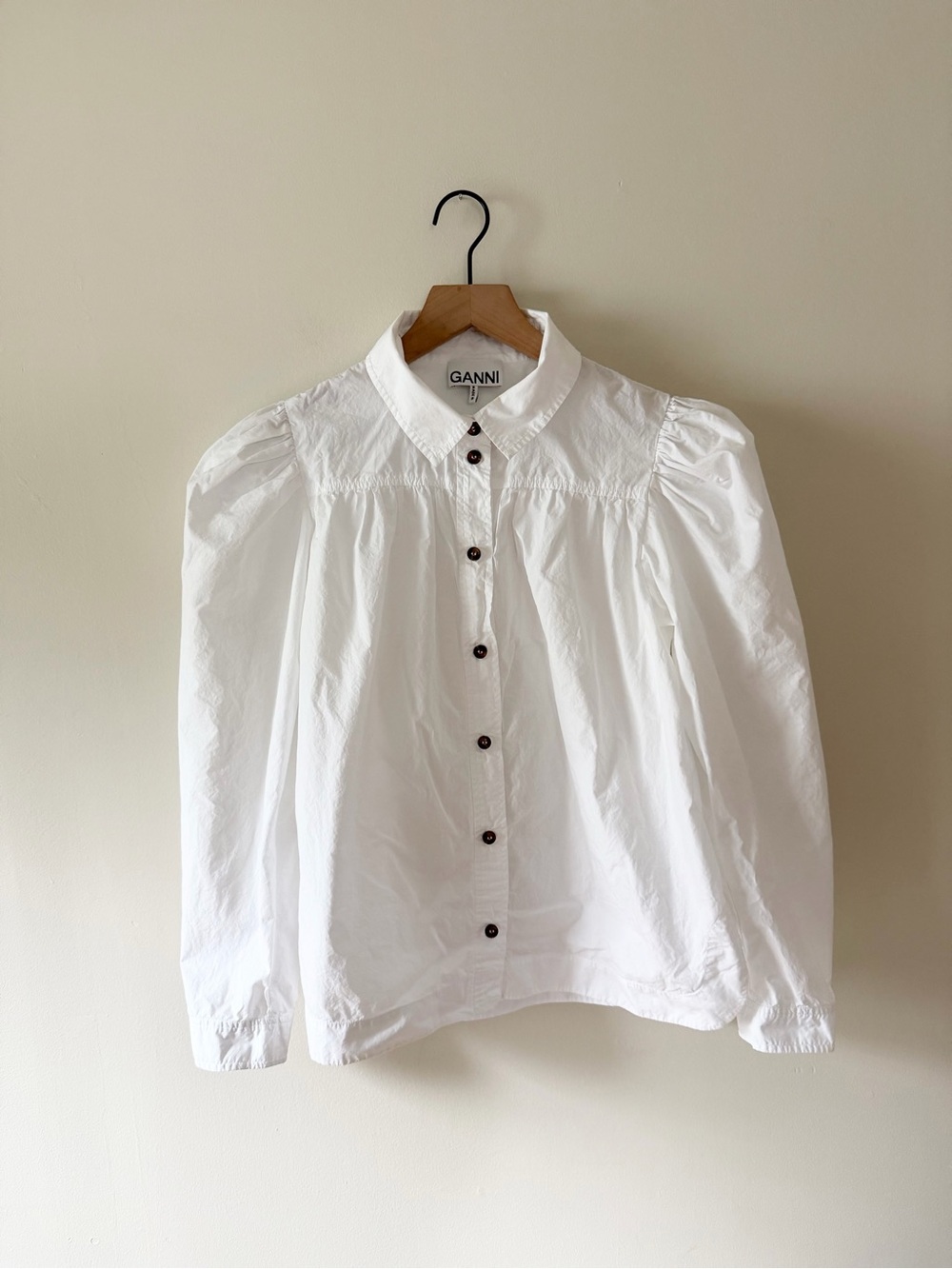 cotton poplin puff sleeve blouse